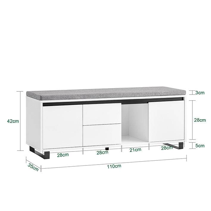 Schuhbank mit 2 Schubladen | Sitzbank | schuhschrank | Dielenbank | Weiss - Palo24