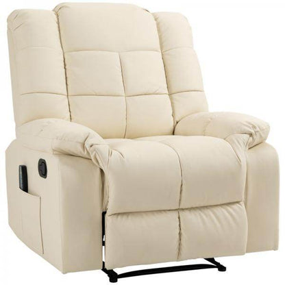 Massagesessel, Relaxsessel, 8 Vibrationspunkte, Liegefunktion, Kunstleder, cremeweiss - Palo24