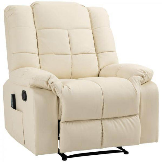 Massagesessel, Relaxsessel, 8 Vibrationspunkte, Liegefunktion, Kunstleder, cremeweiss - Palo24