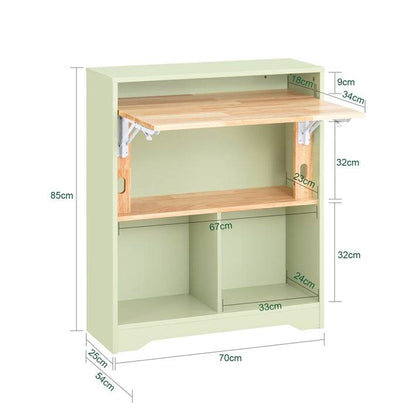Klapptisch mit angebautem Schrank | Schreibtisch klappbar | Arbeitstisch | Grün - Palo24