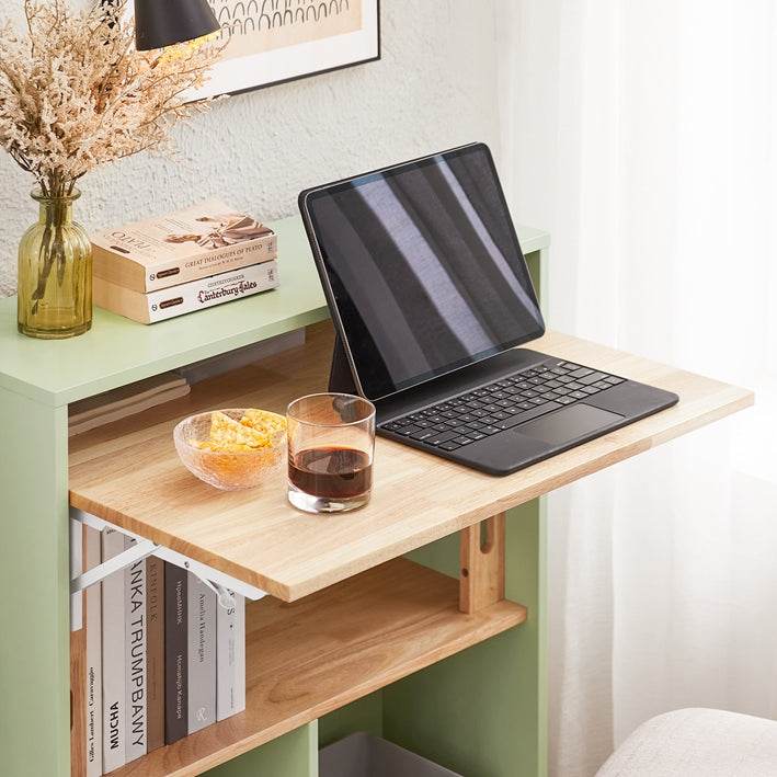 Klapptisch mit angebautem Schrank | Schreibtisch klappbar | Arbeitstisch | Grün - Palo24