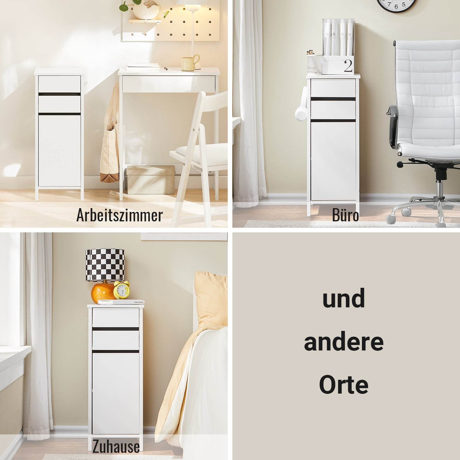 Aufbewahrungsschrank | schmaler Sideboard| Büroschrank | Nachttisch | Weiss - Palo24