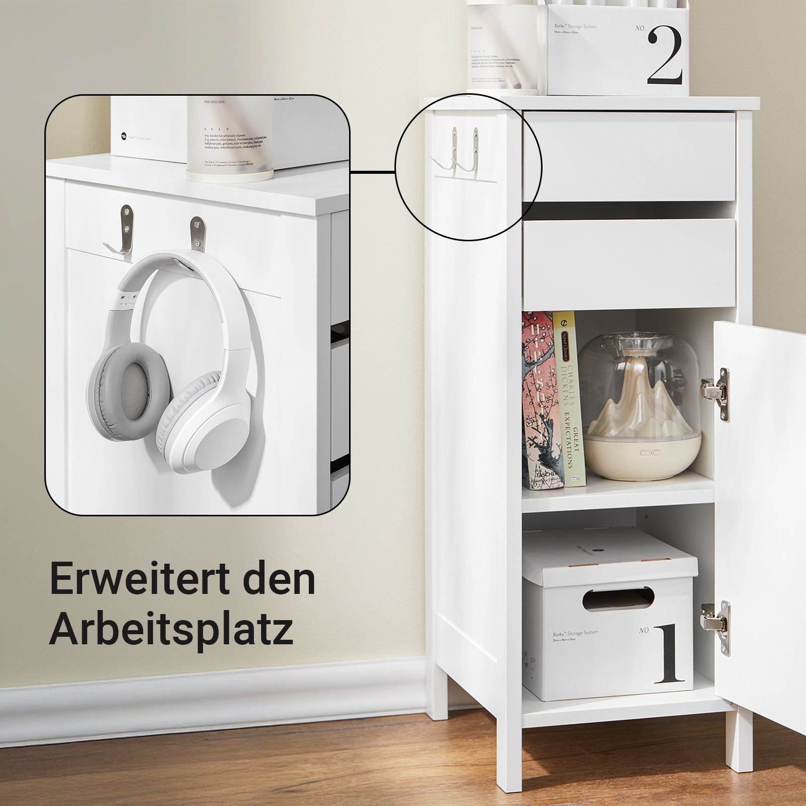 Aufbewahrungsschrank | schmaler Sideboard| Büroschrank | Nachttisch | Weiss - Palo24