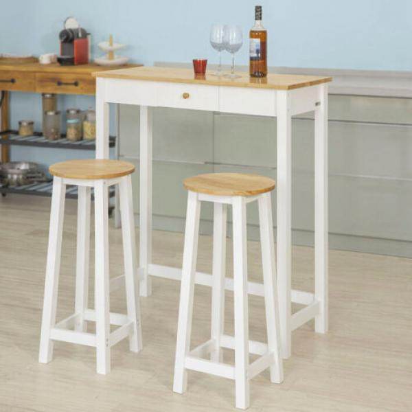 Bartisch Mit 2 Barhockern | Weiss-Natur - Palo24