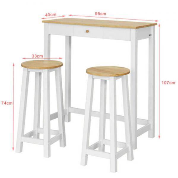 Bartisch Mit 2 Barhockern | Weiss-Natur - Palo24