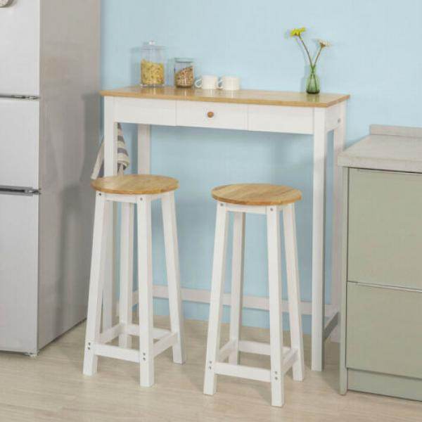Bartisch Mit 2 Barhockern | Weiss-Natur - Palo24