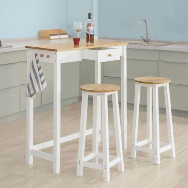 Bartisch Mit 2 Barhockern | Weiss-Natur - Palo24