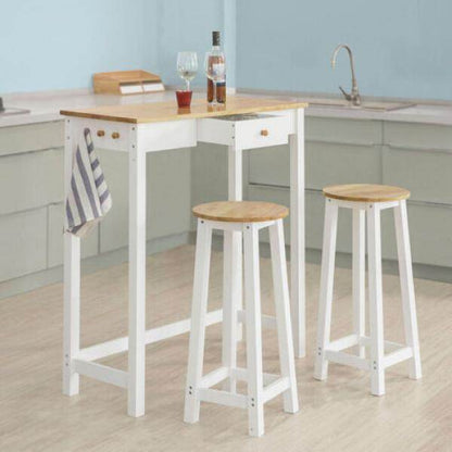 Bartisch Mit 2 Barhockern | Weiss-Natur - Palo24