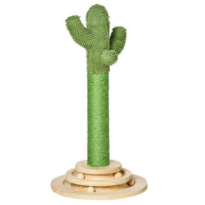 Kratzbaum Kaktus Katzenbaum Kiefernholz Sisal Seil Kratzstamm 60 cm Grün+Natur - Palo24