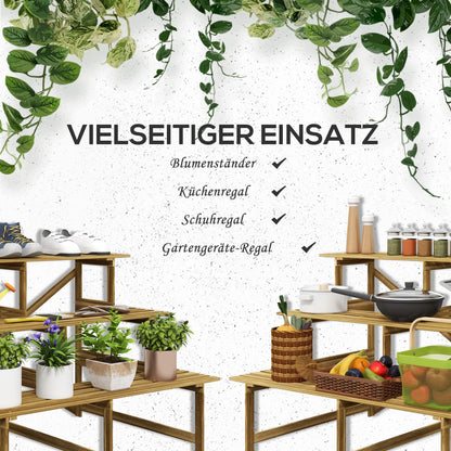 Pflanzentreppe Blumenregal Tannenholz 3 Stufen L120 x W80 x H80cm