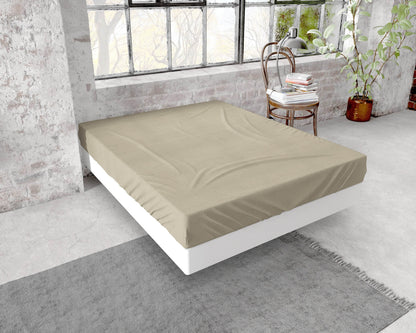 Flanel Premium Spannbettlaken Taupe 140 x 200/210 cm - Palo24