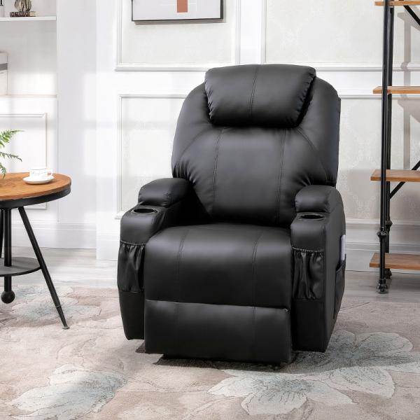 Massagesessel Elektrisch Massagefunktion Liegefunktion Schaumstoff Schwarz - Palo24
