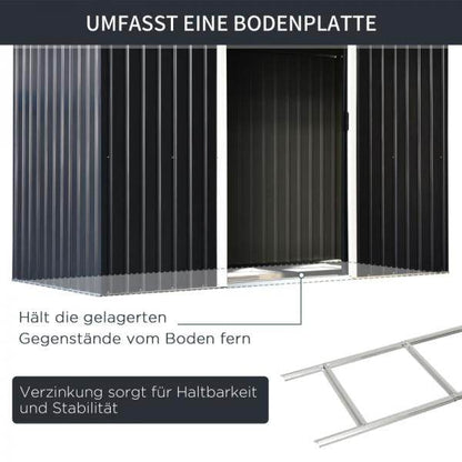 Gerätehaus Gartenhaus Geräteschuppen mit Schiebetür Fenster Outdoor Stahl Grau - Palo24