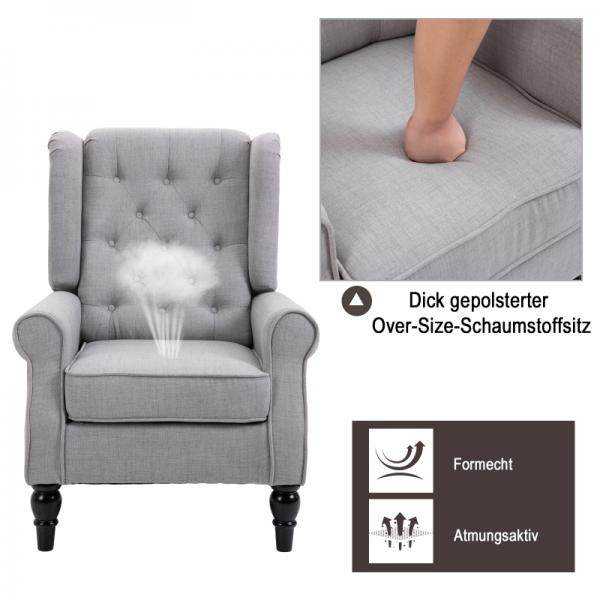 Einzelsessel Relaxsessel Ohrensessel Akzentsessel mit Tufting Polyester Grau - Palo24