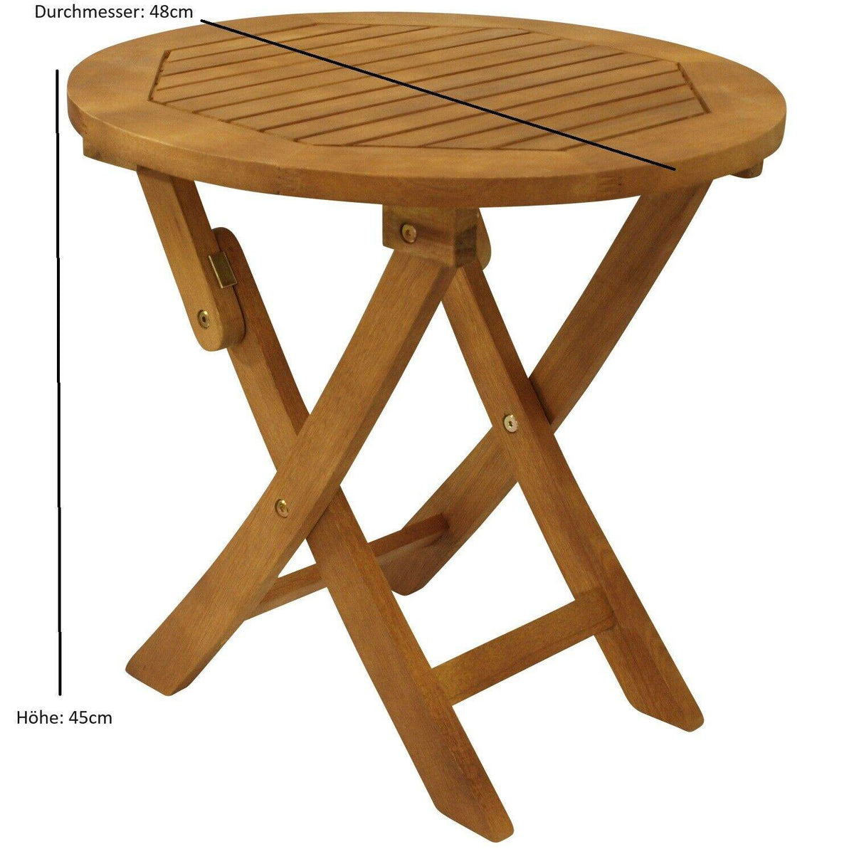 Klapp - Beistelltisch SAIGON 48cm rund, Eukalyptus geölt, FSC®-zertifiziert - Palo24