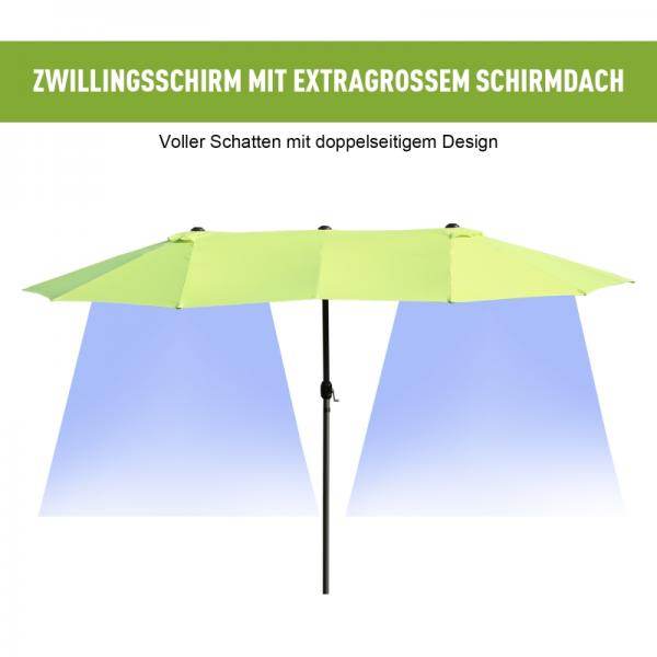 Sonnenschirm Gartenschirm Doppelsonnenschirm mit Handkurbel Grün Oval - Palo24