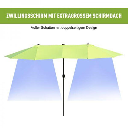 Sonnenschirm Gartenschirm Doppelsonnenschirm mit Handkurbel Grün Oval - Palo24
