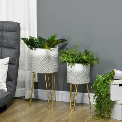 Set aus 2 Blumenständern, dekoratives Design, Metallrahmen, 30 x 30 x 67 cm - Palo24
