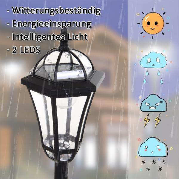 Gartenleuchte Solar Gartenlaterne 2er Set LED 6-8 Stdn. Edelstahl H129cm - Palo24