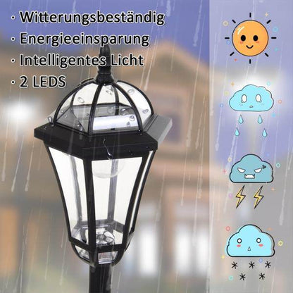 Gartenleuchte Solar Gartenlaterne 2er Set LED 6-8 Stdn. Edelstahl H129cm - Palo24