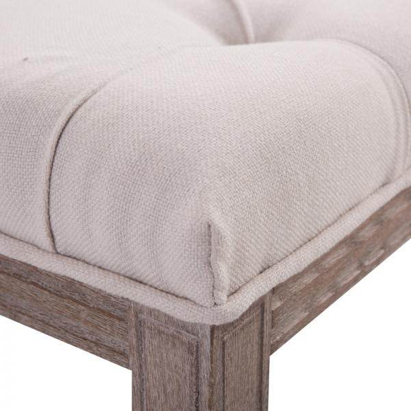 Polsterbank Sitzbank Lounge Sitzhocker Vintage Retro mit Knöpfen Leinen + Holz beige - Palo24