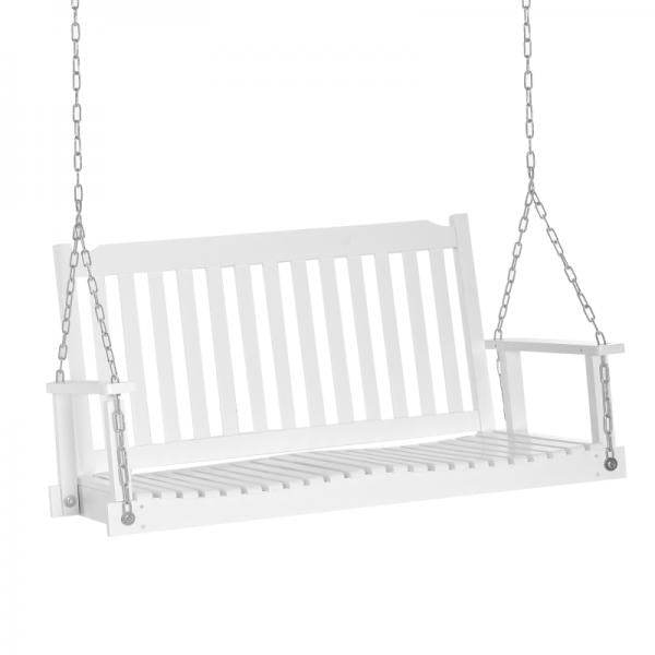 Gartenschaukel für 2 Personen Schaukelbank Hängebank Massivholz Patio Terrasse Hinterhof Weiss - Palo24