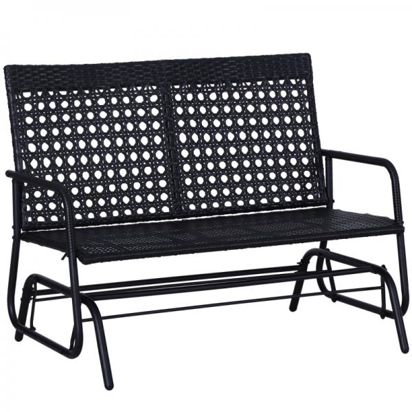 Schaukelbank Gartenschaukel Polyrattan 2-Sitzer schwarz - Palo24