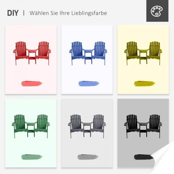 Adirondack Gartenstuhl mit Tisch und Schirmloch 2 Sitzer Gartensessel Sitzgruppe Massivholz Grau - Palo24