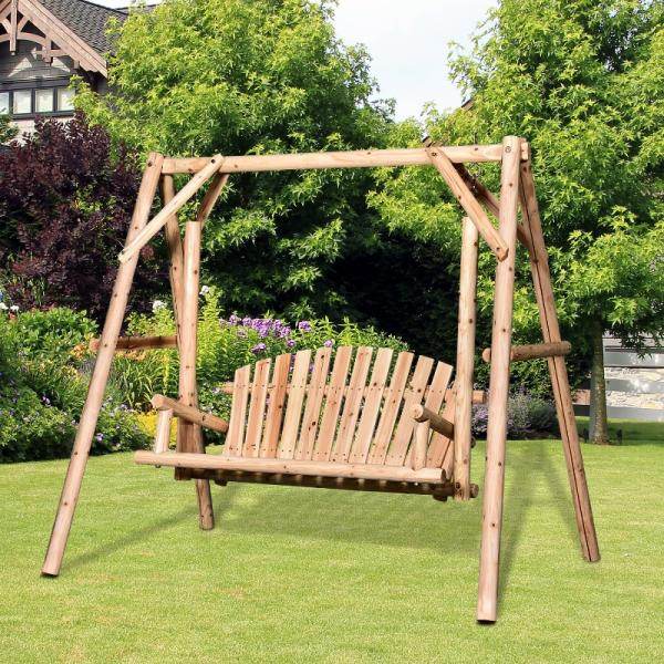 Hollywoodschaukel Gartenschaukel 2-Sitzer Massivholz Natur - Palo24