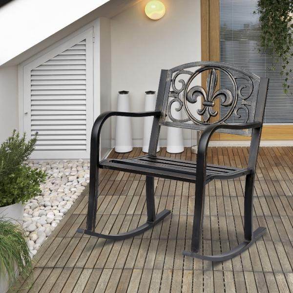 Schaukelstuhl Gartenstuhl antik Metall Bronze - Palo24