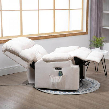 Massagesessel mit Wärmefunktion Aufstehhilfe Flanell Beige - Palo24