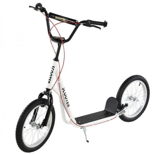 Kinderroller Scooter Tretroller Cityroller Kickscooter Kickboard mit Luftreifen Faltbar 16 Zoll Weiss - Palo24