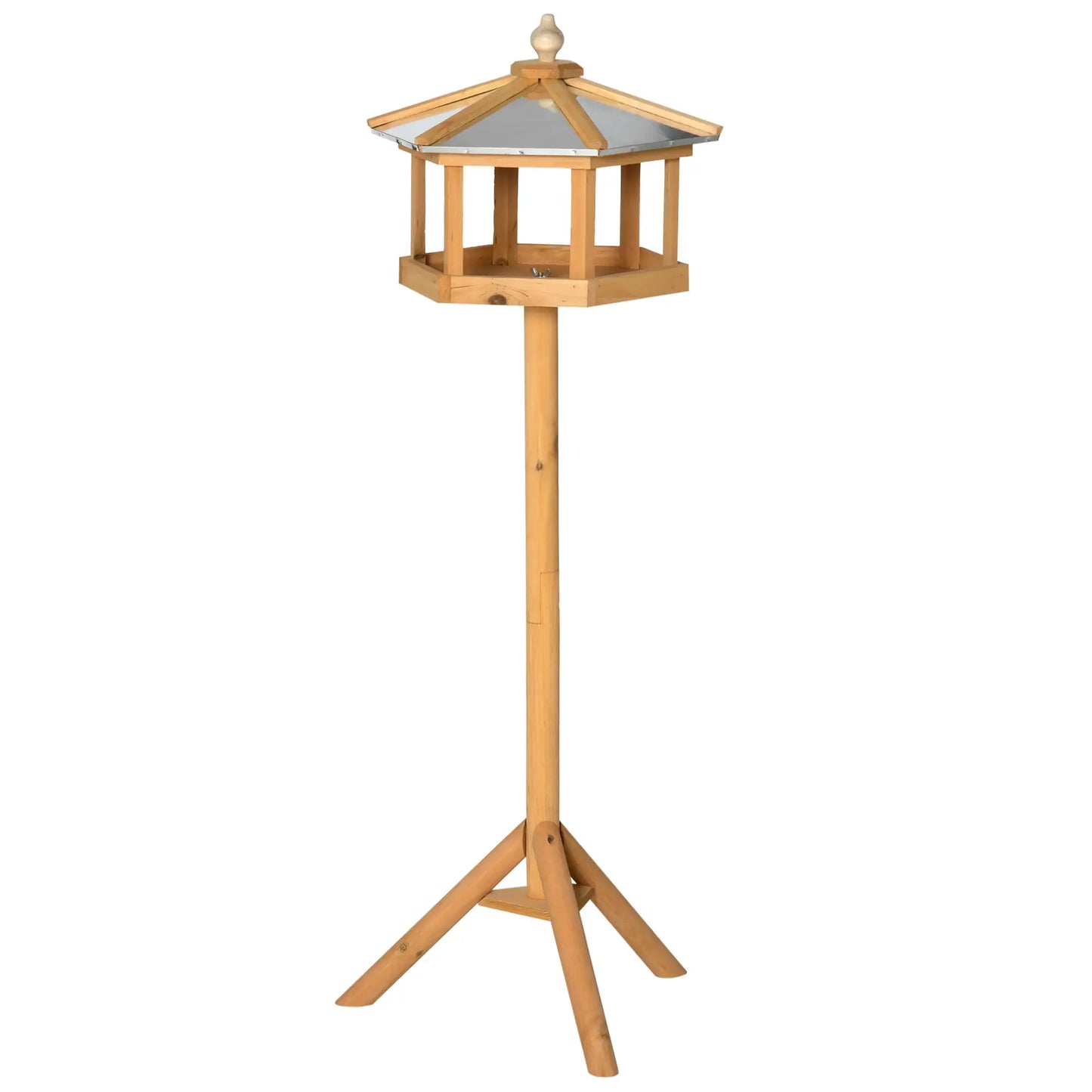 casetta per uccelli | Con supporto e tetto in zinco | pineta | Dimensioni: 40 x 110 cm | marrone e argento
