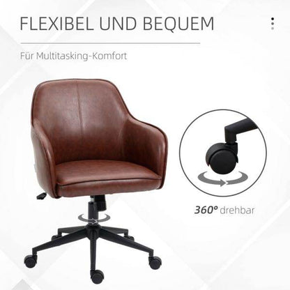 Bürostuhl, höhenverstellbar, Drehfunktion, 58,5 cm x 62 cm x 91 cm, Braun - Palo24
