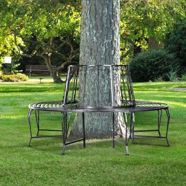 Baumbank Rundbank 360° Gartenbank Sitzbank Baumbänke Metall ?160cm - Palo24