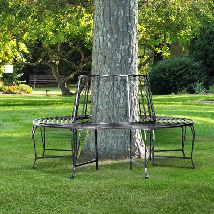 Baumbank Rundbank 360° Gartenbank Sitzbank Baumbänke Metall ?160cm - Palo24