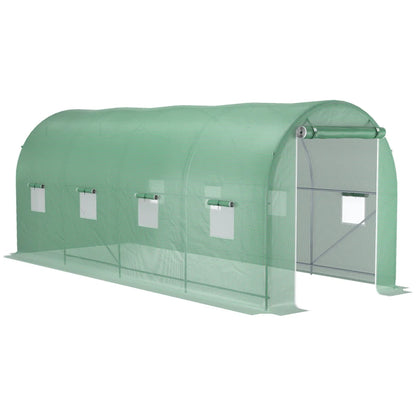 Serre en aluminium serre à tomates serre 8 fenêtres PE + acier vert 500 x 200 x 210 cm