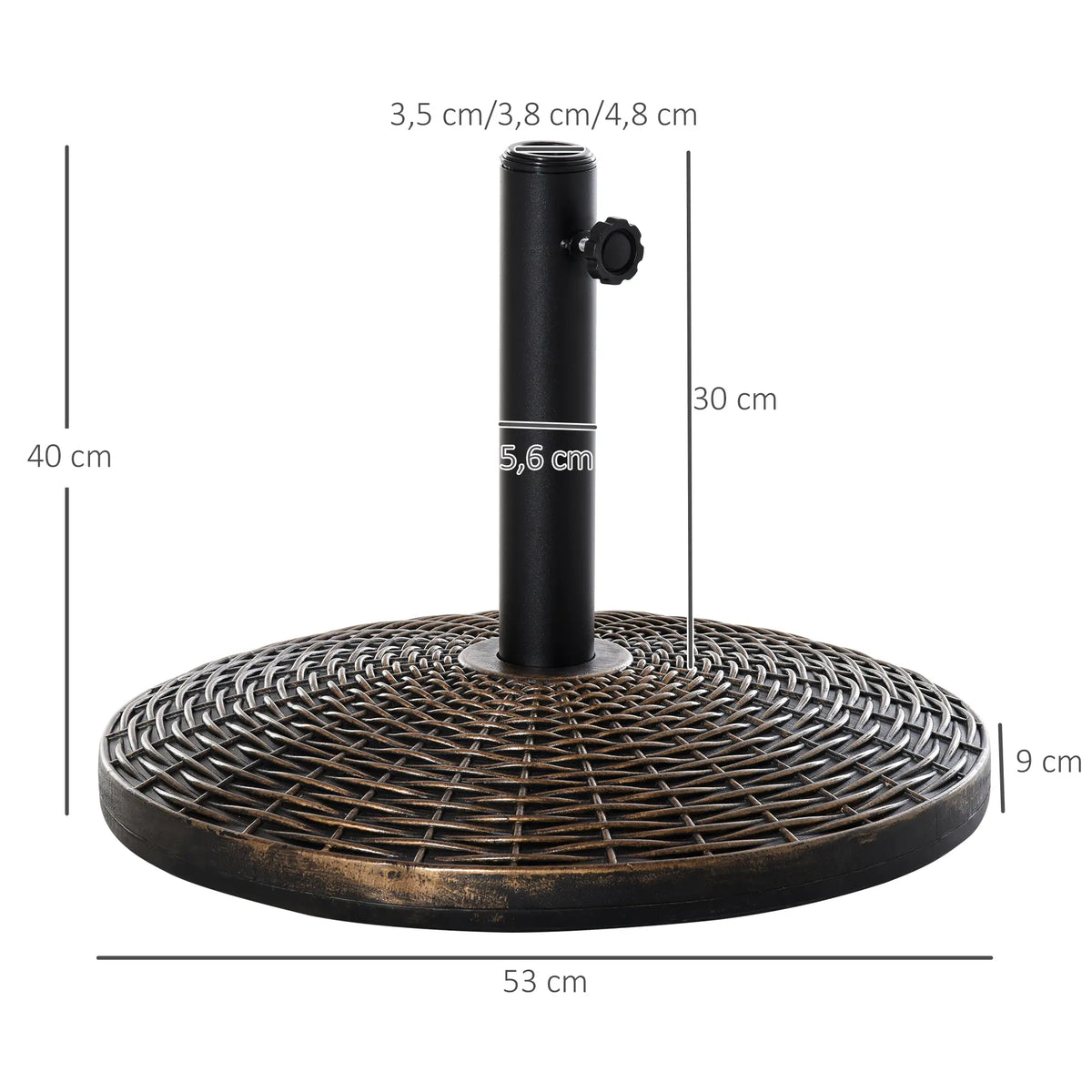 Sonnenschirmständer Schirmhalter 25 kg Rattanoptik Antik Bronze