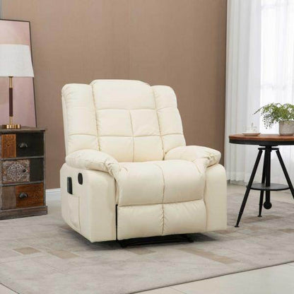 Massagesessel, Relaxsessel, 8 Vibrationspunkte, Liegefunktion, Kunstleder, cremeweiss - Palo24