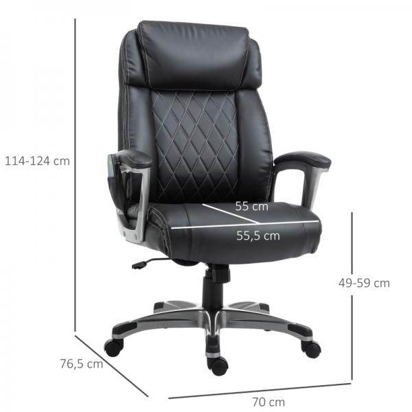 Massage-Bürostuhl 6-Punkt-Massage-Drehstuhl mit gewölbter Kopfstütze und Armlehne, schwarz - Palo24