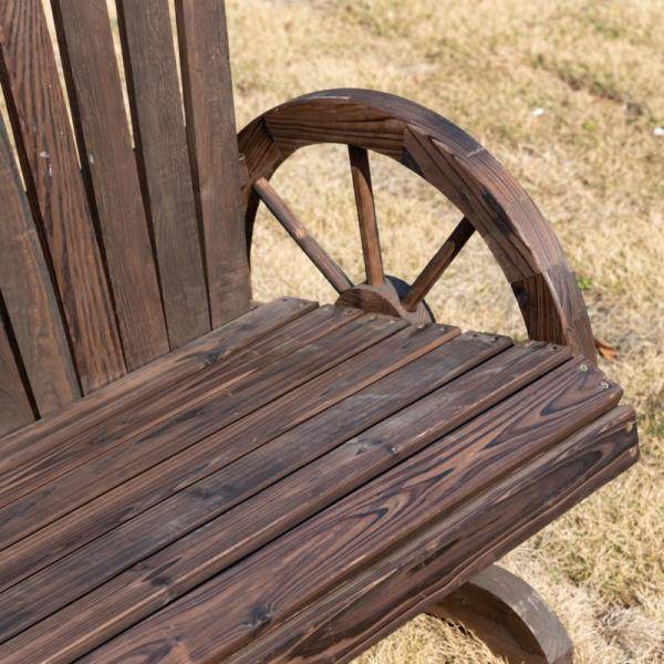 Gartenbank mit Armlehne, Sitzbank, Rustikale Bank, Massivholz, Dunkelbraun, 108 x 66 x 95 cm - Palo24