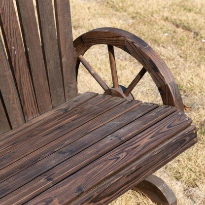 Gartenbank mit Armlehne, Sitzbank, Rustikale Bank, Massivholz, Dunkelbraun, 108 x 66 x 95 cm - Palo24