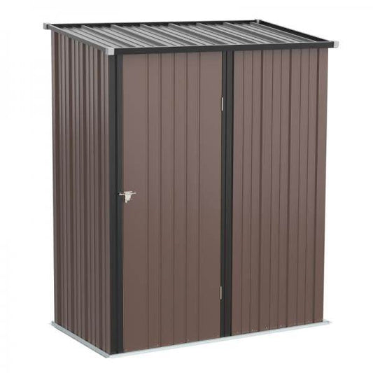 Gerätehaus mit Pultdach 1,34 m² Metall Gartenhaus Geräteschuppen verzinkter Stahl Braun - Palo24