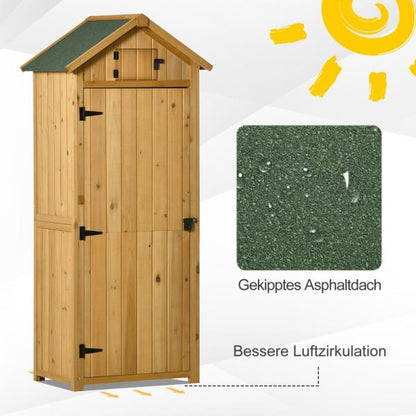 Gartenschrank Gerätehaus Geräteschuppen mit Fachböden Asphaltdach Fenster Holz Gelb+Grün - Palo24