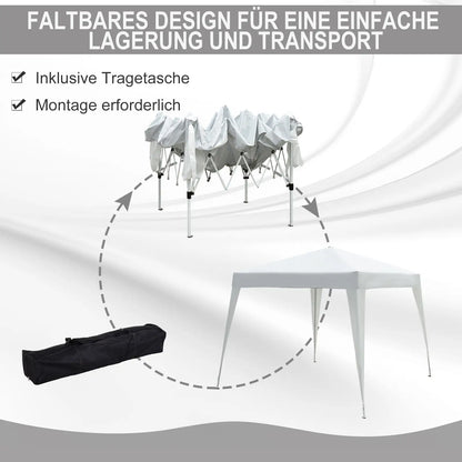 Outsunny® Padiglione pieghevole 3x3m Padiglione Tenda pieghevole Tenda per feste Tenda da giardino Popup Bianco