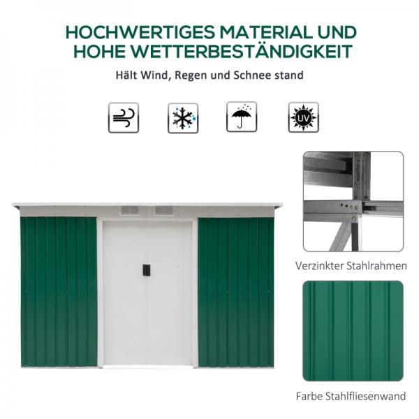 Gerätehaus Gartenhaus Geräteschuppen Dunkelgrün - Palo24