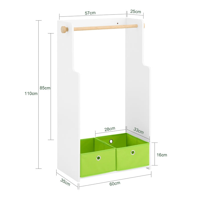 Kinder Kleiderschrank Grün Weiß