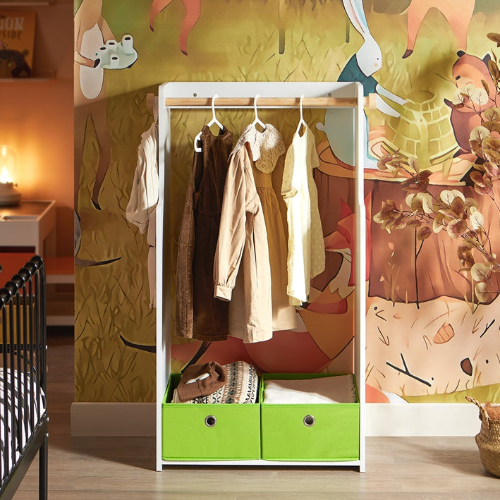 Kinder Kleiderschrank Grün Weiß