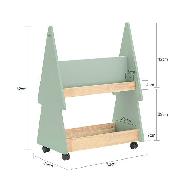Kinderregal mit Rollen | Kinder Bücherregal mit 3 Ablagen | Aufbewahrungsregal - Palo24