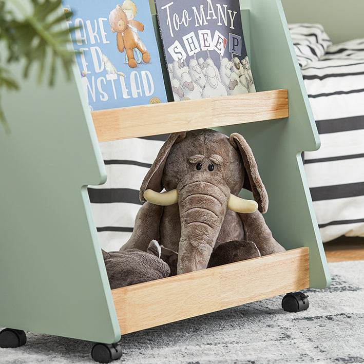Kinderregal mit Rollen | Kinder Bücherregal mit 3 Ablagen | Aufbewahrungsregal - Palo24